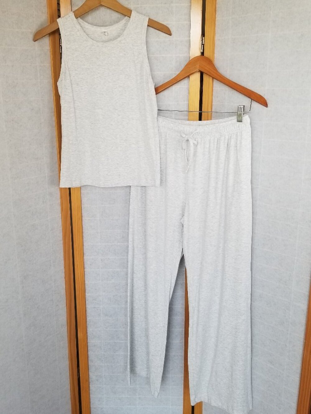 Darong 2 Piece Lounge Set Tank Top and Wide Leg Pants Light Grey Size Large